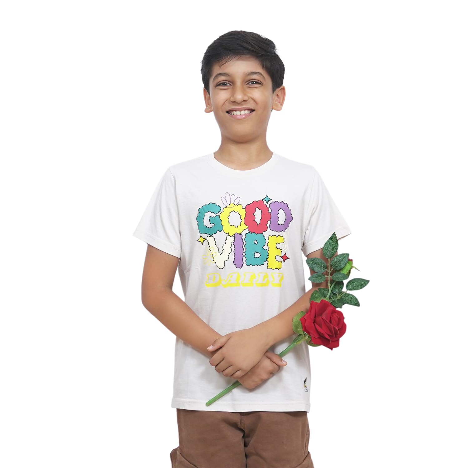 Kids Good Vibes Graphic Cotton Modal T Shirt Lightweight Wear