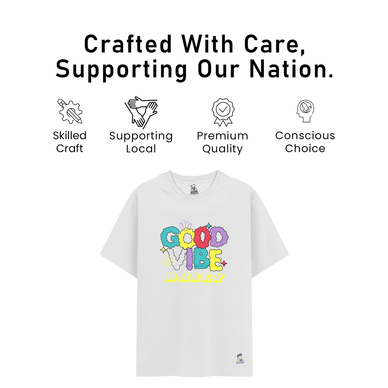 Kids Good Vibes Graphic Cotton Modal T Shirt Lightweight Wear