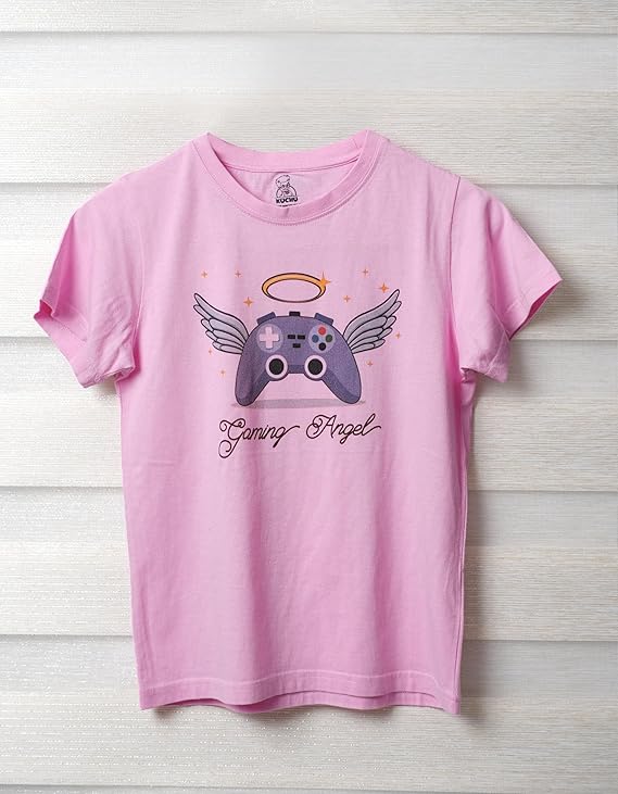 Unisex Gaming Angel Print Cotton Modal T Shirt Vibrant Colors
