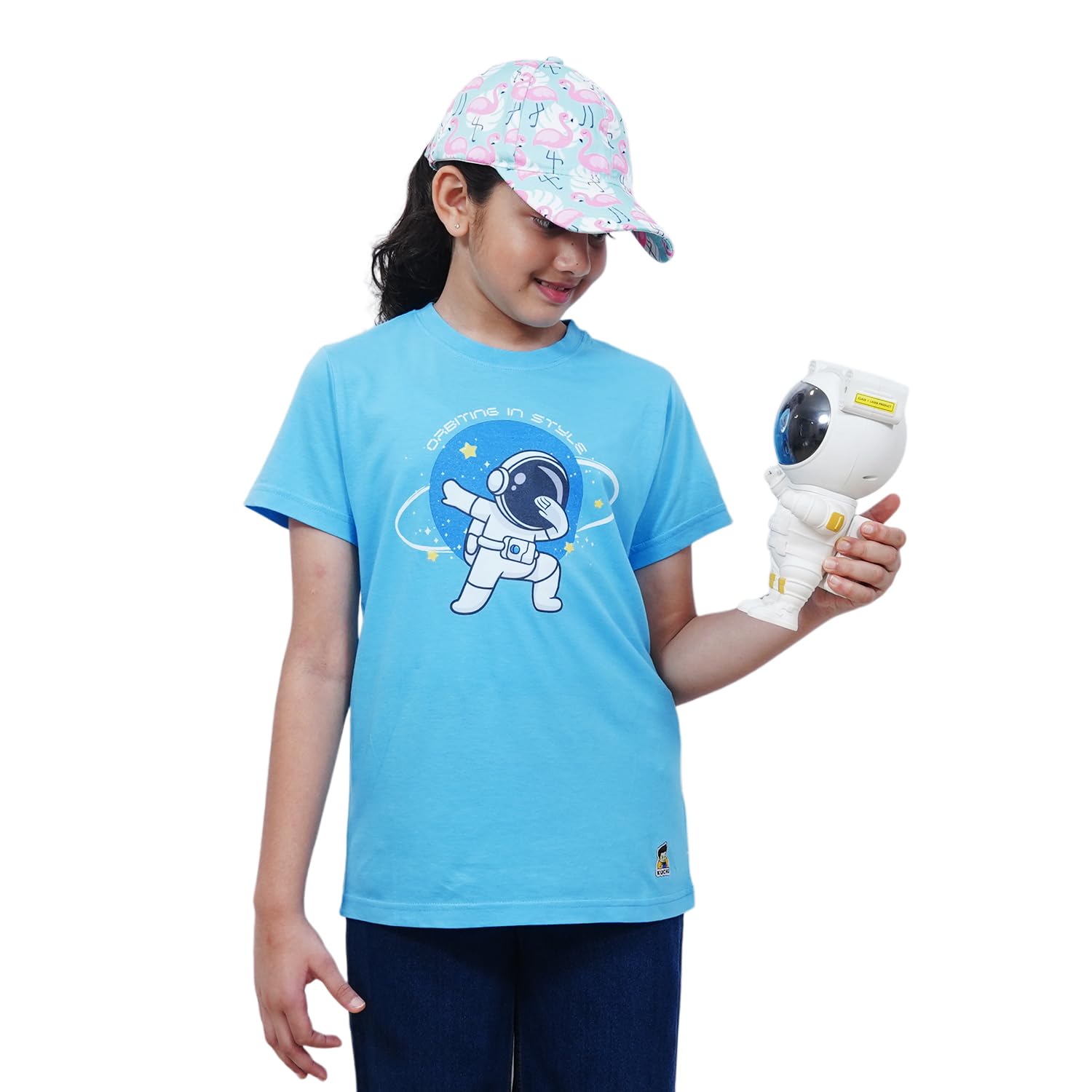 Kids Orbiting Space Print Cotton Modal T...