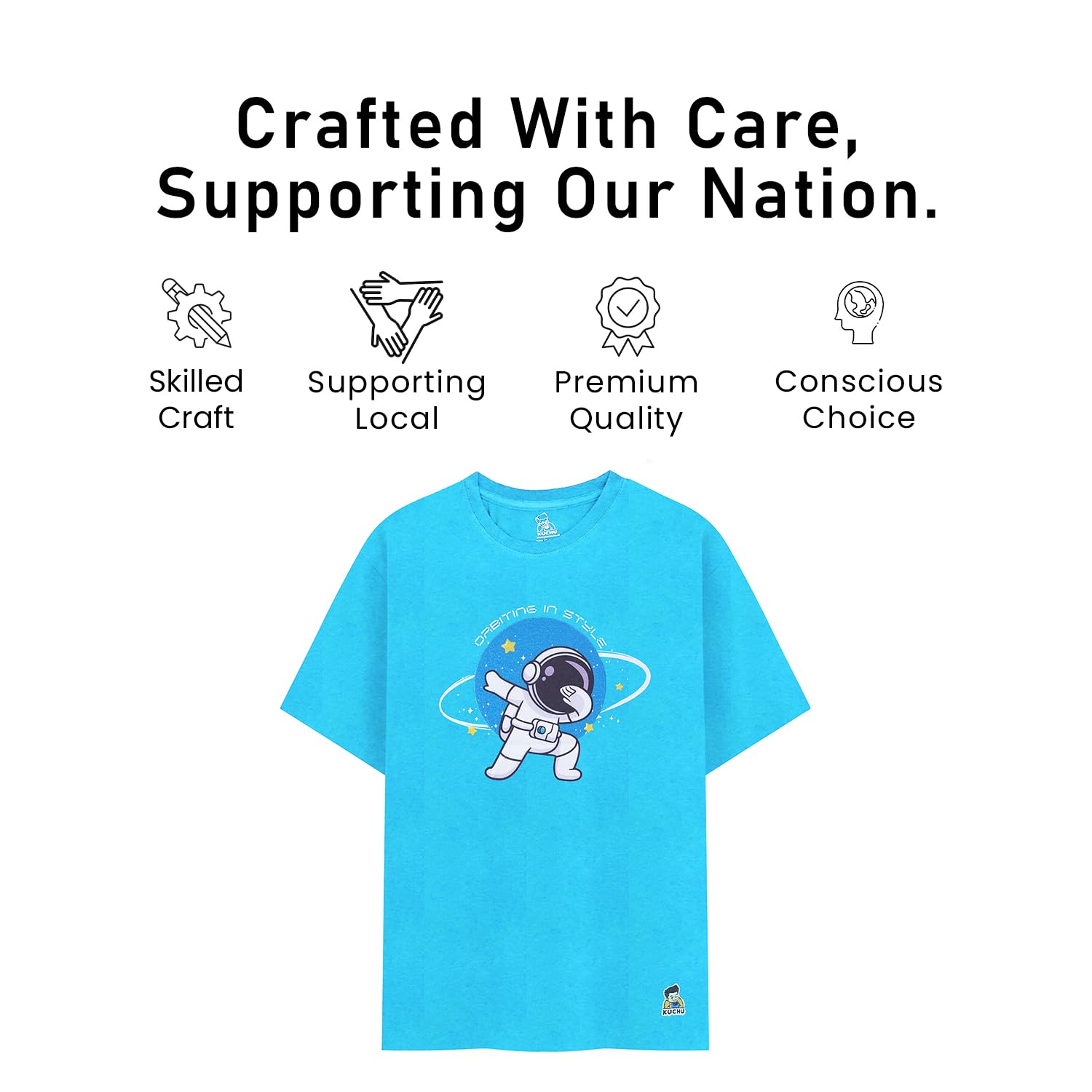 Kids Orbiting Space Print Cotton Modal T Shirt Casual Wear