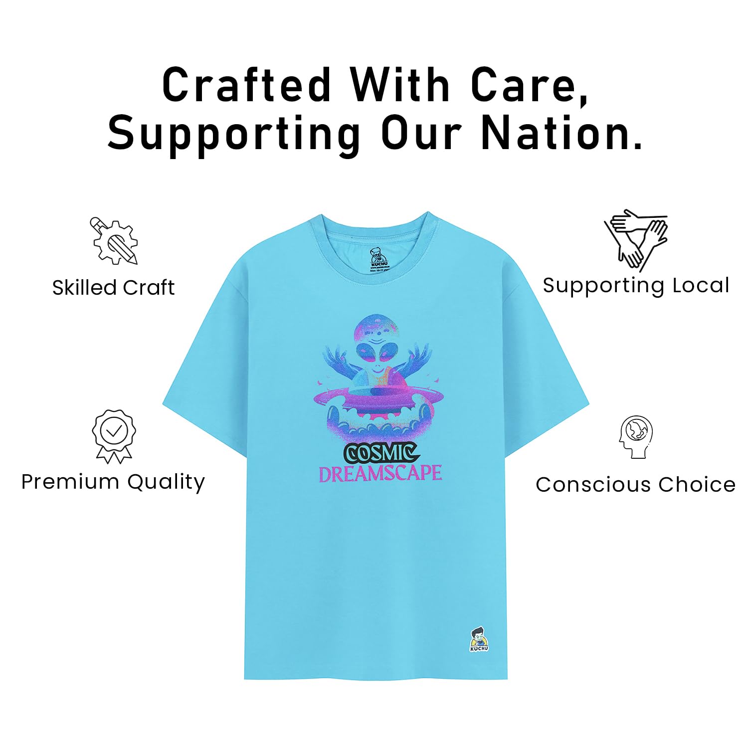 Kids Cosmic Graphic Cotton Modal T Shirt Soft Breathable