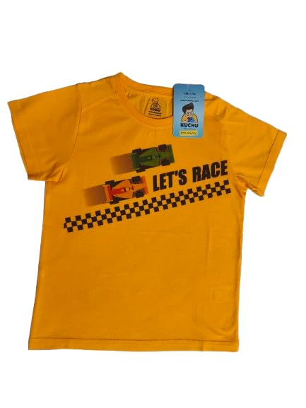 Lets Race Red Unisex Kids Cotton T Shirt for Boys and Girls