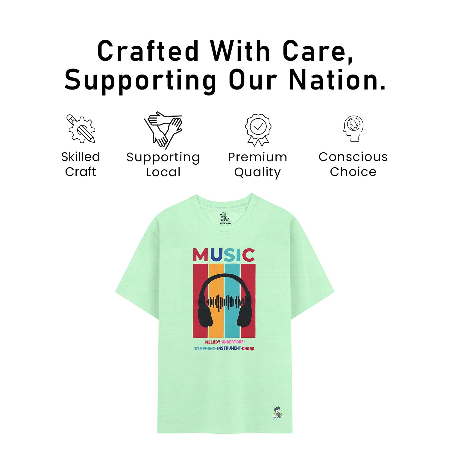 Kids Music Print Cotton Modal T Shirt Stretchable Casual Wear