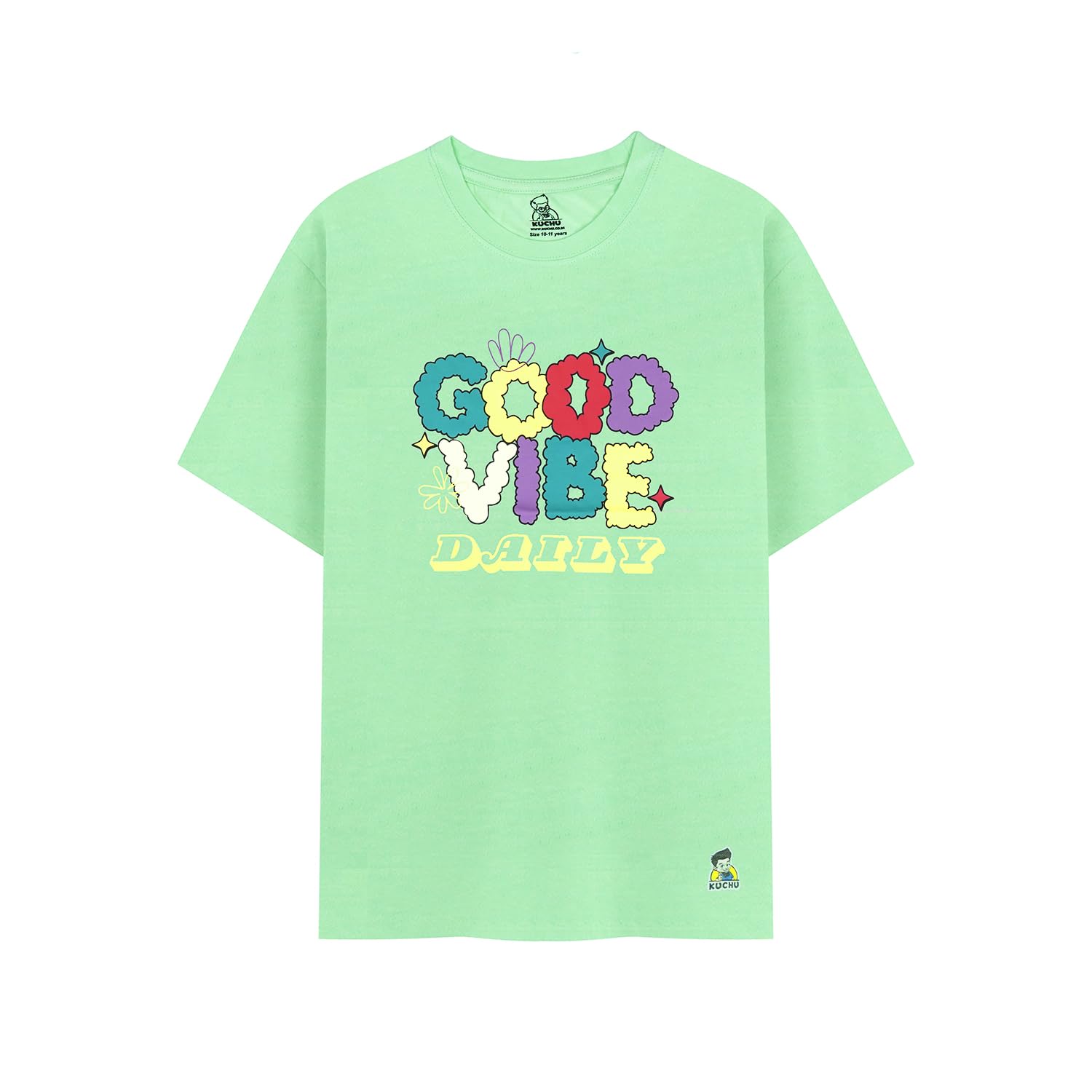 Kids Good Vibes Digital Print Cotton Modal T Shirt Light Gray