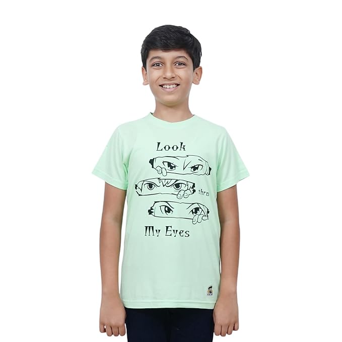 Kids’ Unisex T-Shirt “Look Thru My Eyes” Digital Print | Cotton-Modal Blend | Super Soft, Breathable, Lightweight & Durable Casual Wear for Boys & Girls