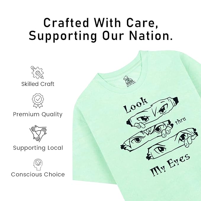 Kids’ Unisex T-Shirt “Look Thru My Eyes” Digital Print | Cotton-Modal Blend | Super Soft, Breathable, Lightweight & Durable Casual Wear for Boys & Girls