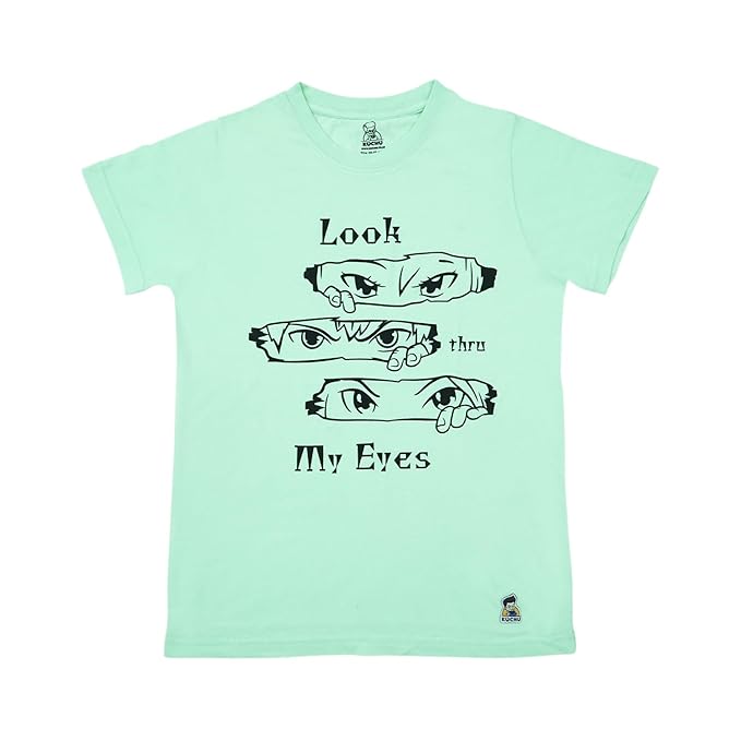 Kids’ Unisex T-Shirt “Look Thru My Eyes” Digital Print | Cotton-Modal Blend | Super Soft, Breathable, Lightweight & Durable Casual Wear for Boys & Girls