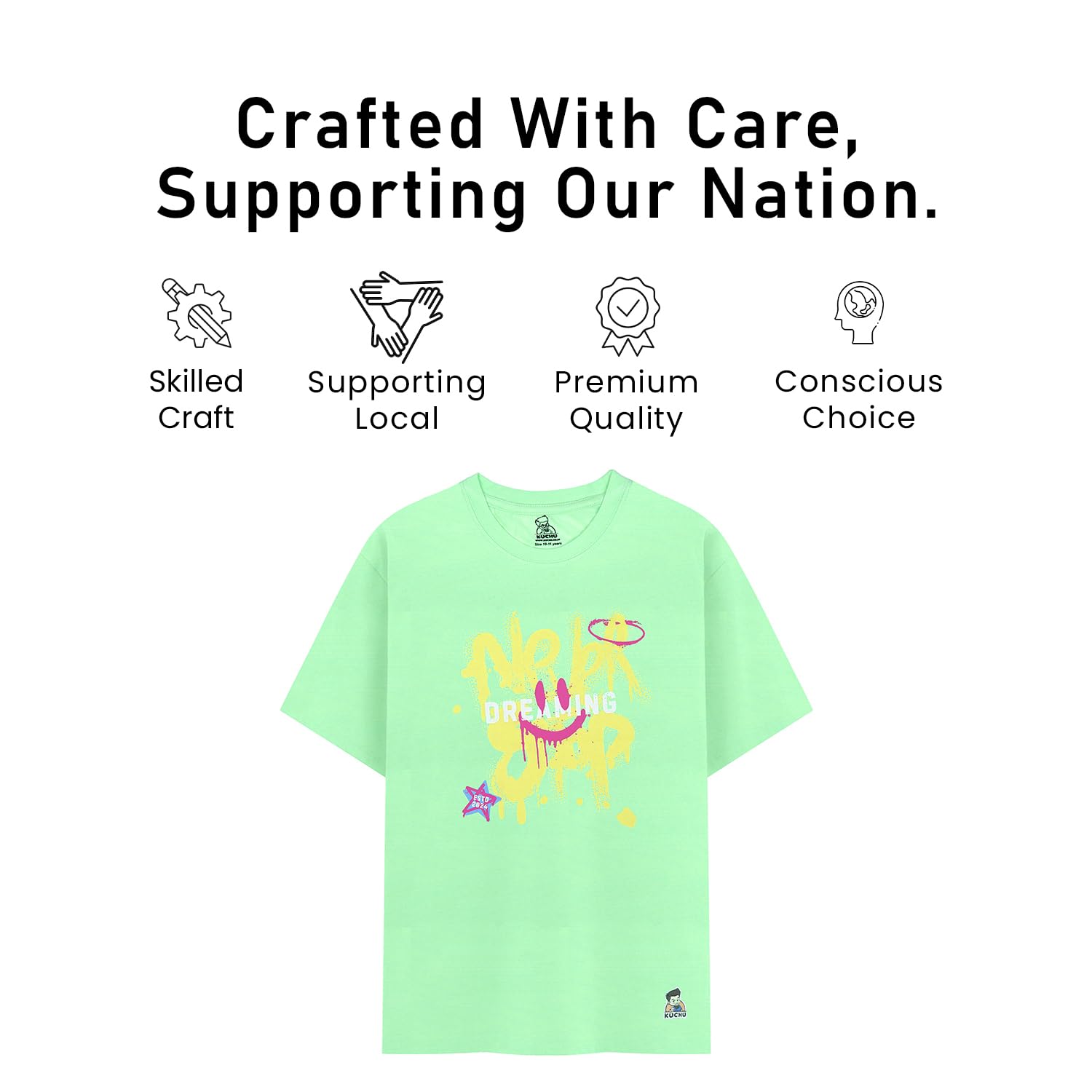 Kids Dark Blue Never Stop Dreaming Cotton Modal T Shirt