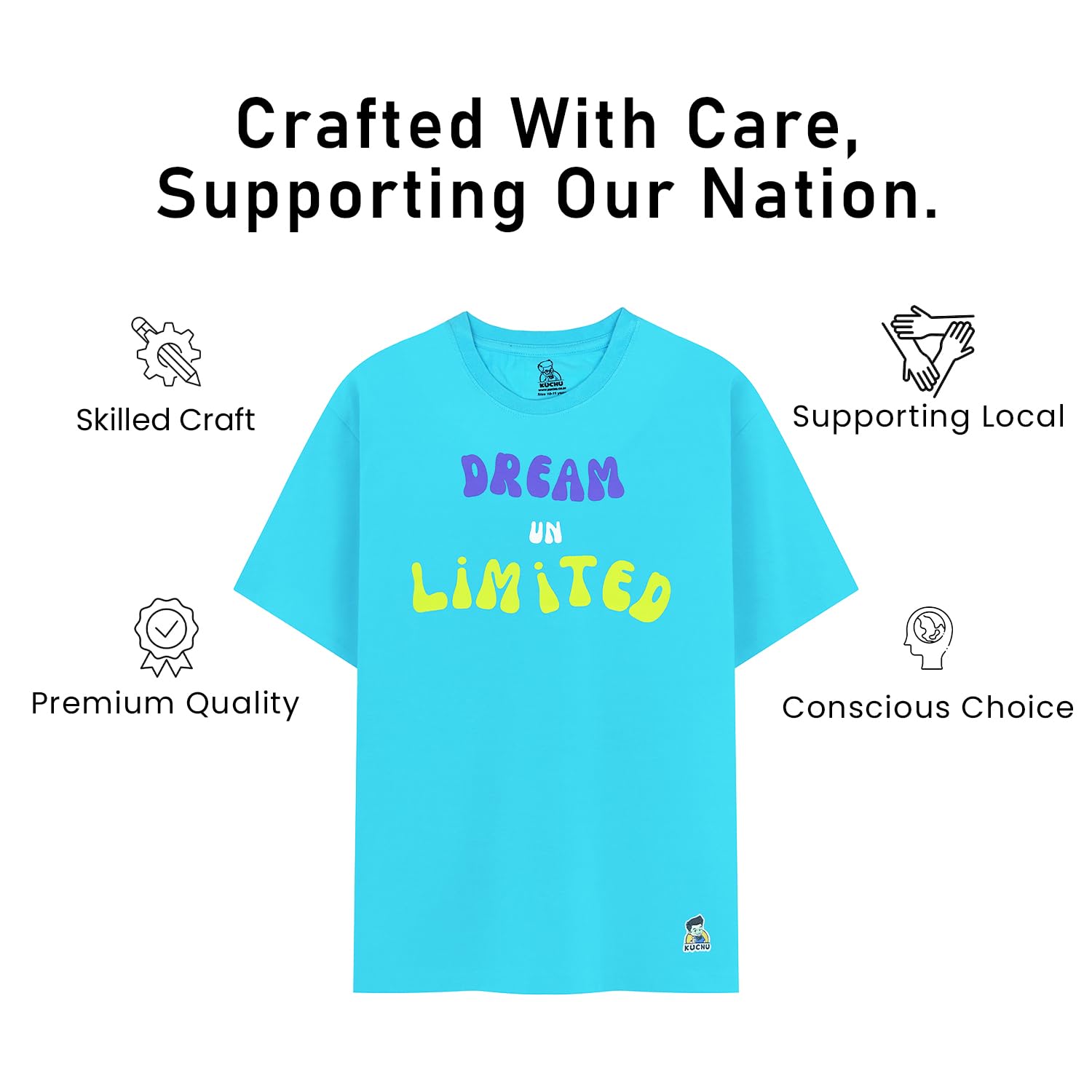 Kids’ Unisex T-Shirt for 10-11 Years – Purple “Dream Unlimited” Digital Print | Soft Cotton-Modal Blend, Breathable, Comfortable & Durable Casual Wear for Boys & Girls