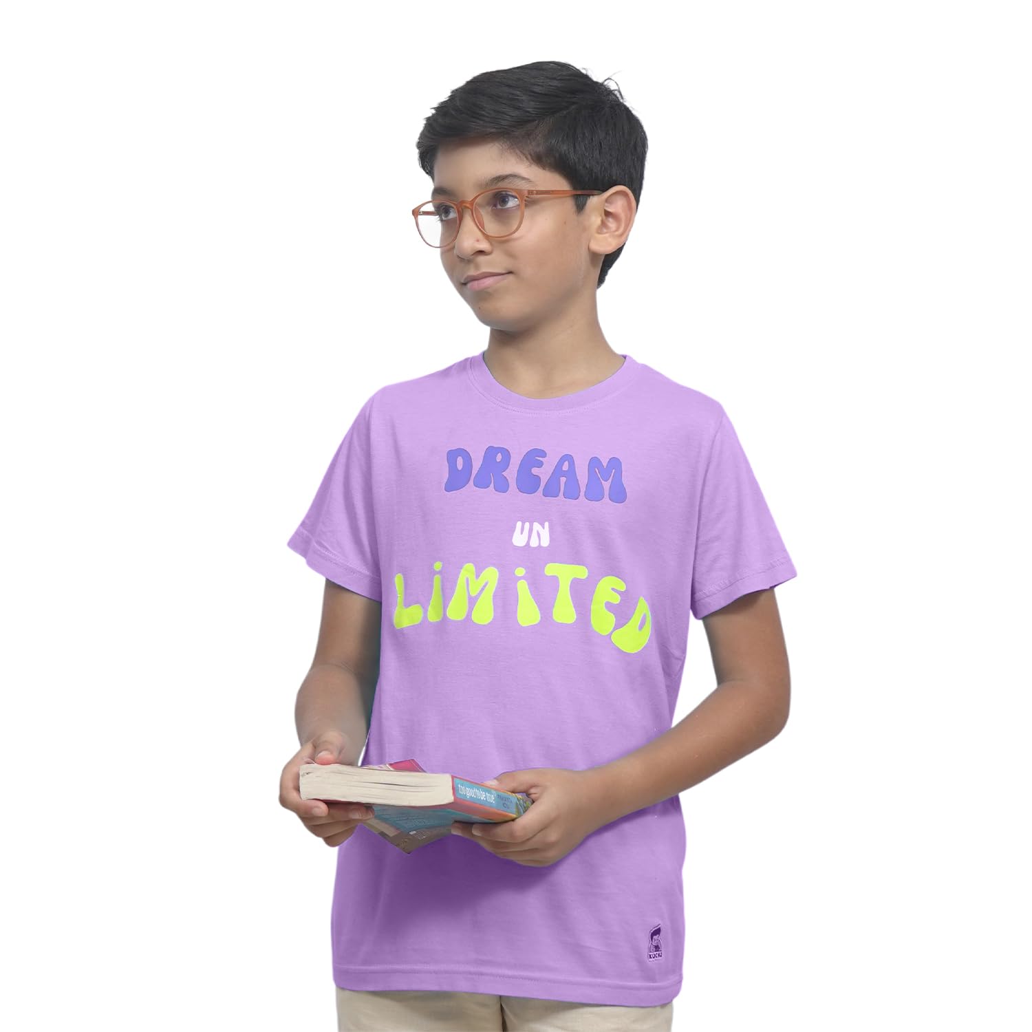 Kids’ Unisex T-Shirt for 10-11 Years – Purple “Dream Unlimited” Digital Print | Soft Cotton-Modal Blend, Breathable, Comfortable & Durable Casual Wear for Boys & Girls