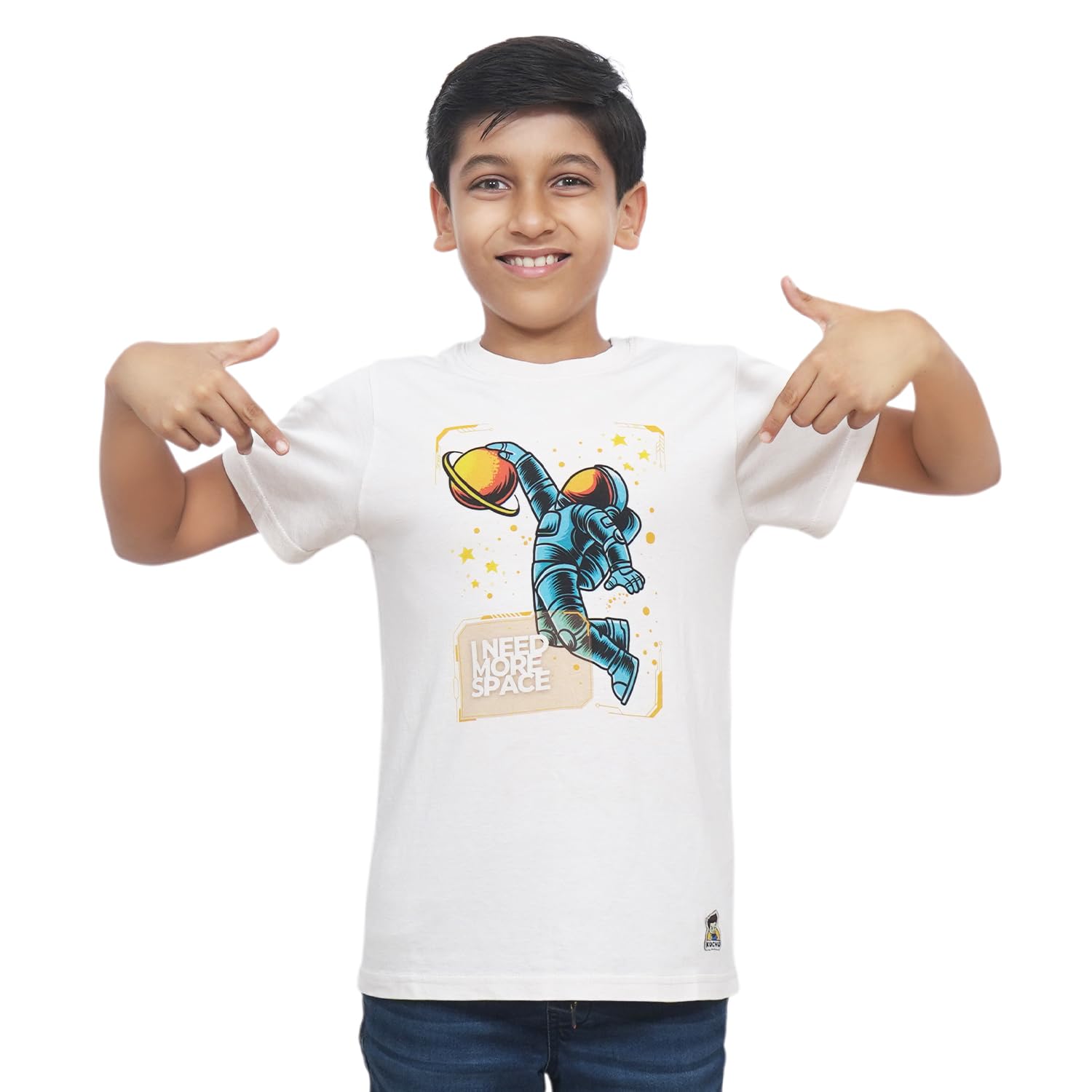 Kids’ Unisex T-Shirt “More Space” Digital Print | Premium Cotton-Modal Blend | Soft, Breathable & Durable Casual Wear for Boys & Girls