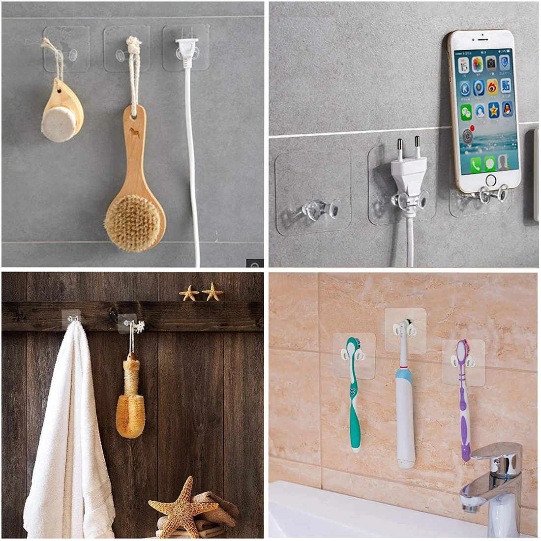 Transparent Multi Function Wall Storage Adhesive Hooks