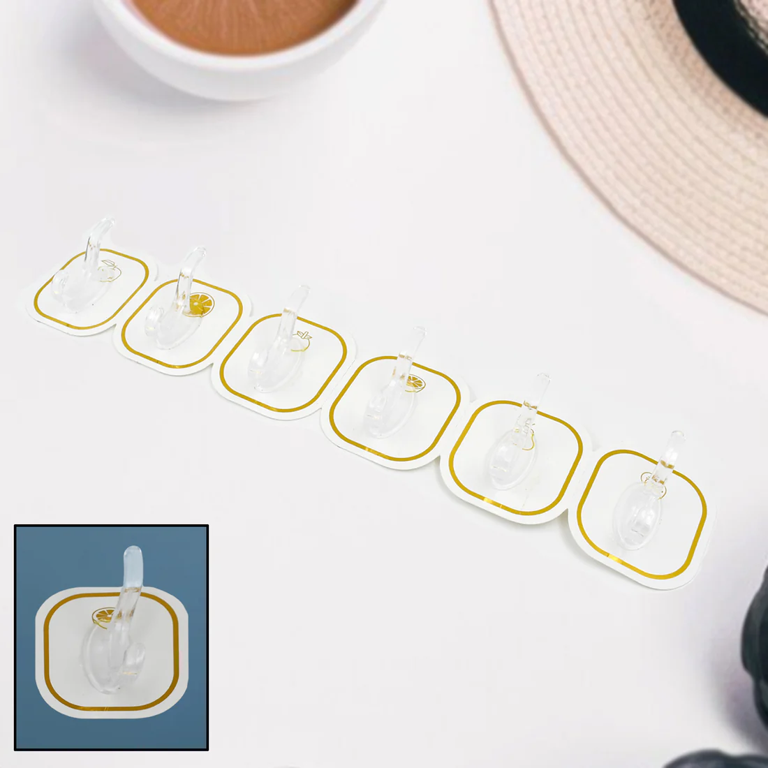 Transparent Adhesive Wall Hooks Set of 6