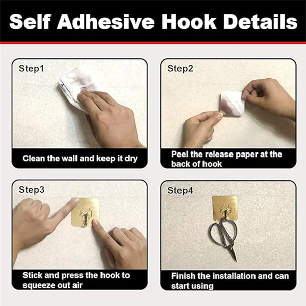 Heavy Duty Adhesive Hook Strip for Kitchen and Bathroom