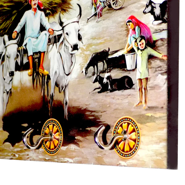 Decorative Wooden Landscape Wall Art with Hanging Hooks