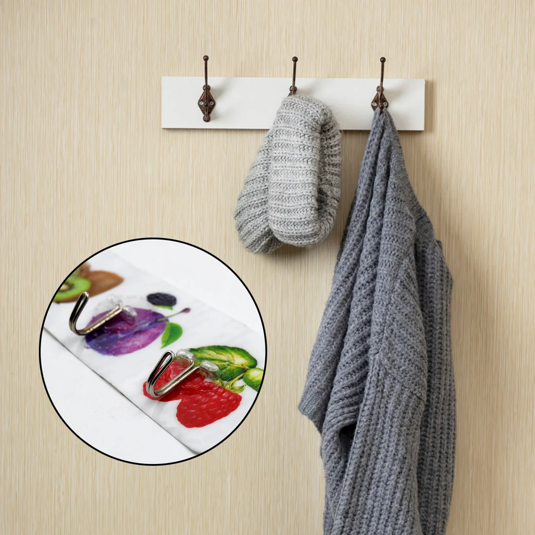 Transparent Premium Strong Adhesive Wall Hooks Multiuse Set of 6