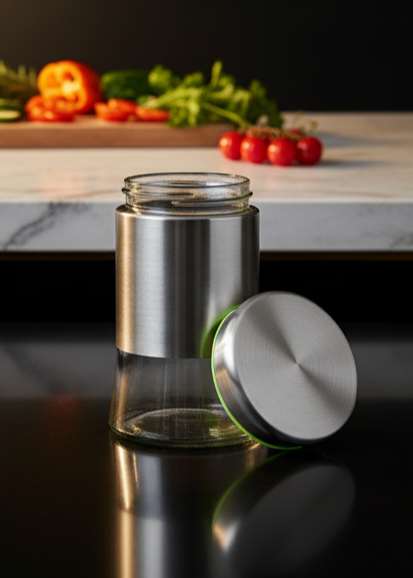 Steel Guard Glass Jar 550ml Airtight Kitchen Container