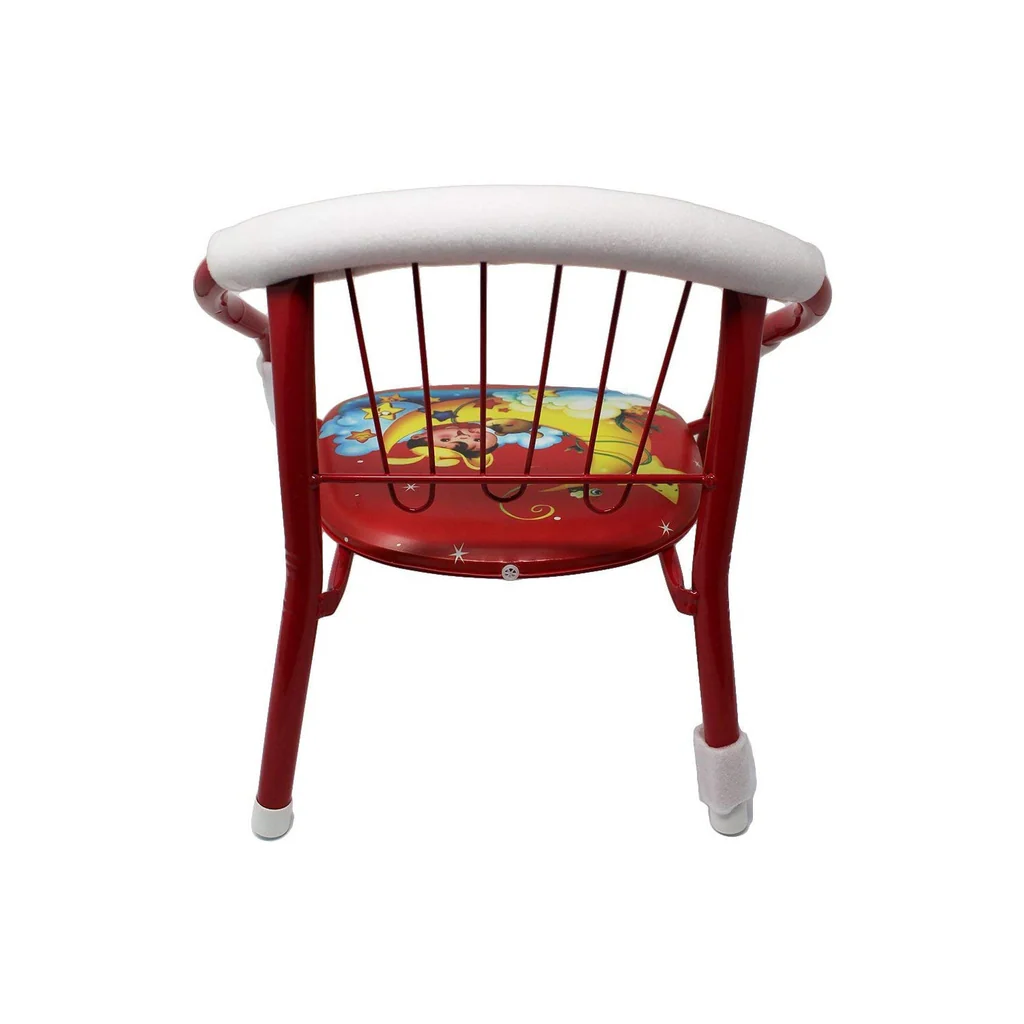 Cartoon baby chair with cushion and metal backrest support