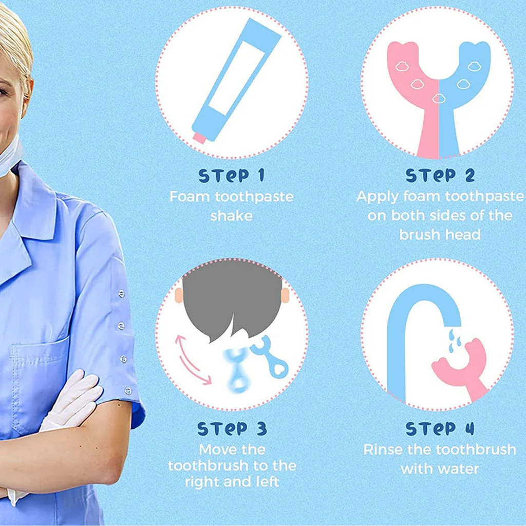 U Shape Silicone Toothbrush for Kids Age 2 to 6