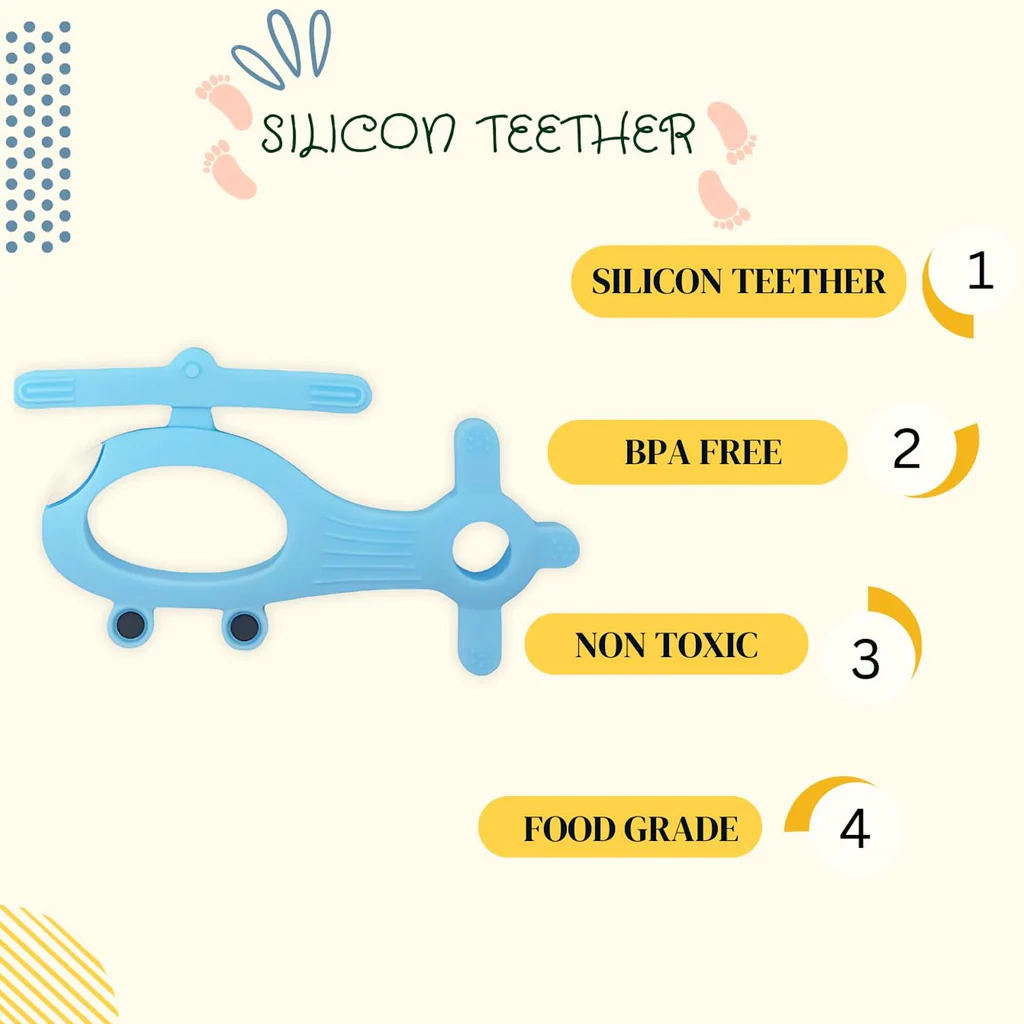 Silicone helicopter baby teether soft safe soothing gum relief