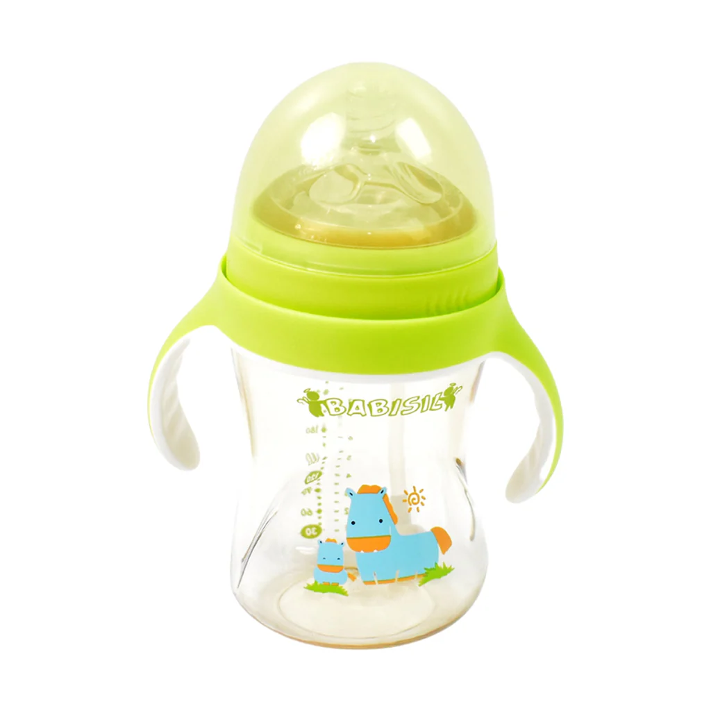Baby Feeding Bottle with Handles Straw 300 ML