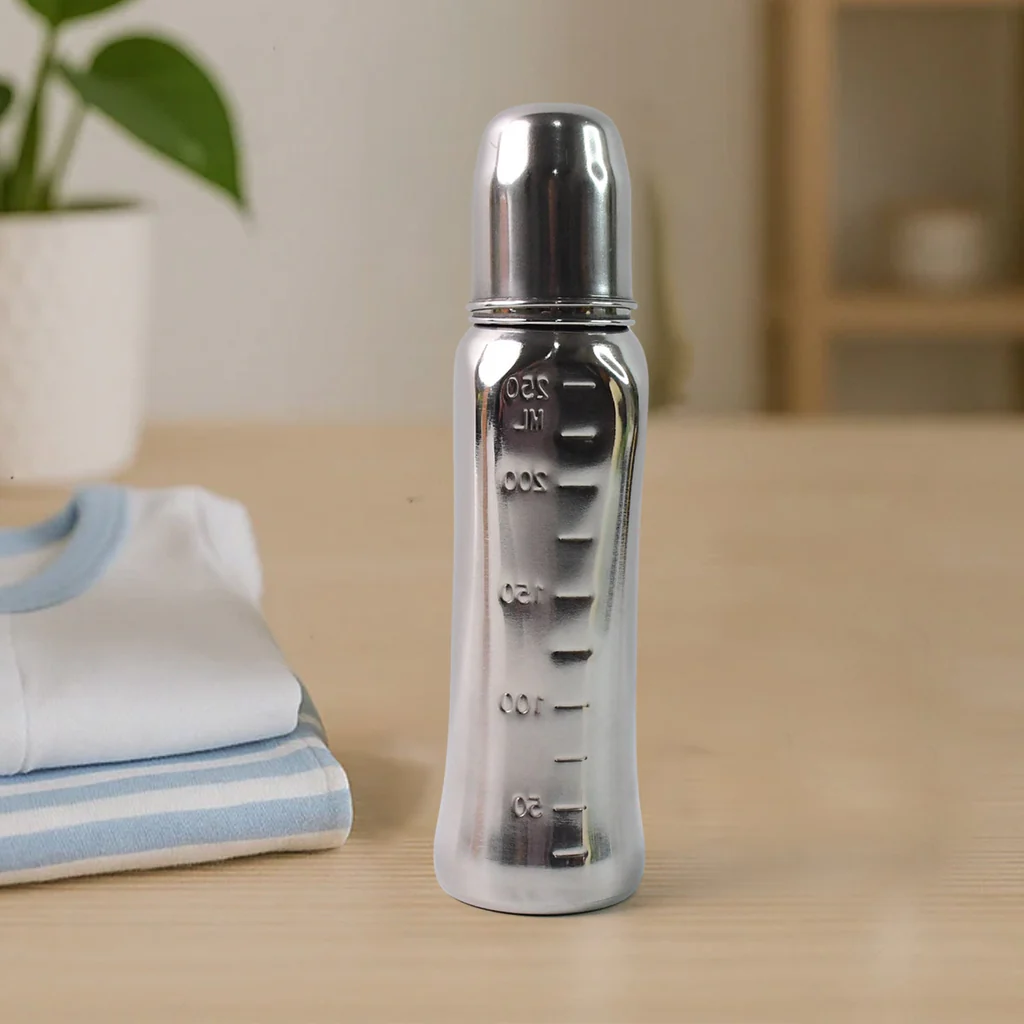 Lion Design Stainless Steel Baby Feeding Bottle 250 ML