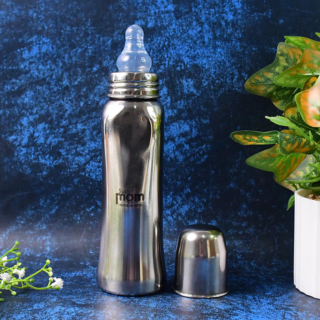 Lion Design Stainless Steel Baby Feeding Bottle 250 ML