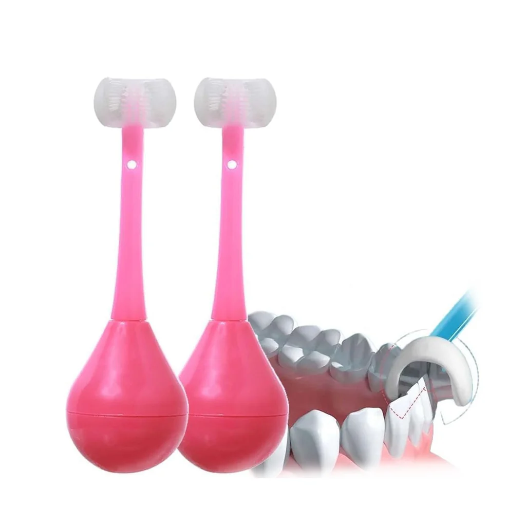 3 Sided Silicone Training Toothbrush for Kids Ages 2 to 12