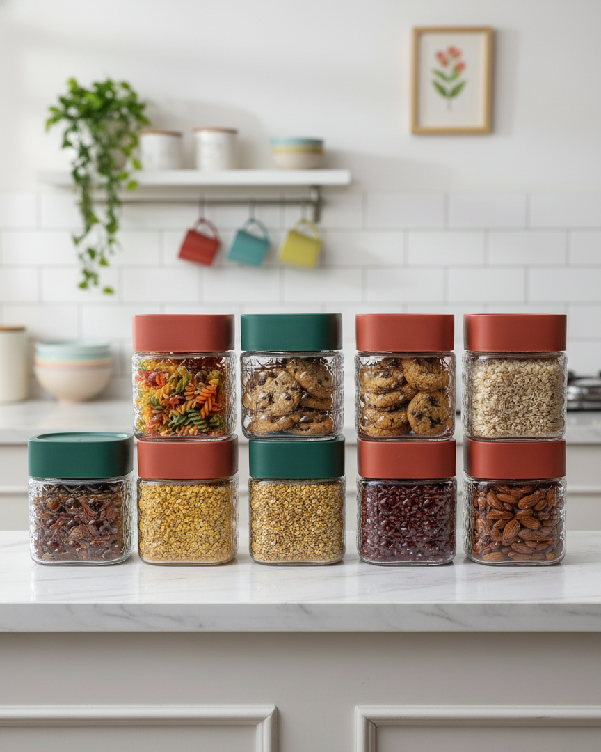 Transparent Glass Storage Jar 700ml Set of 2