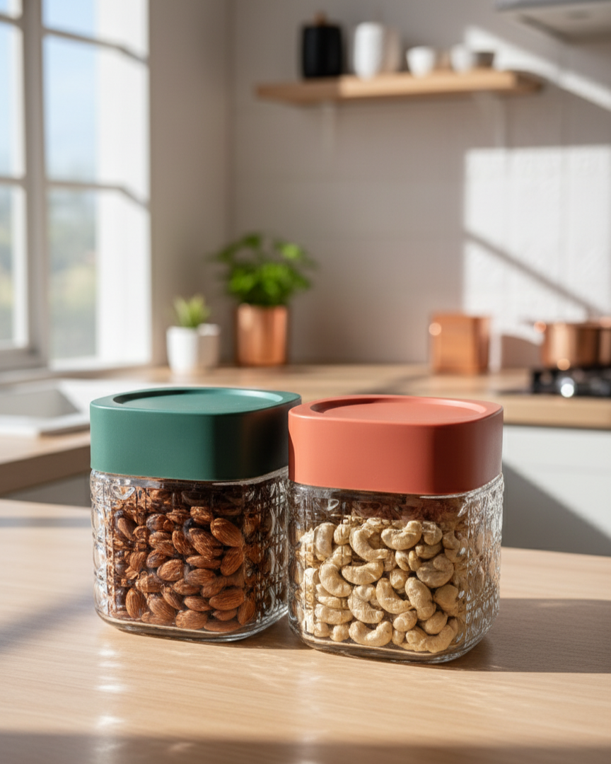 Transparent Glass Storage Jar 700ml Set of 2