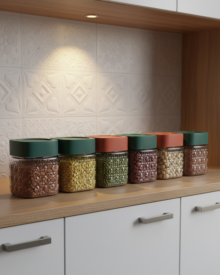 Transparent Glass Storage Jar 700ml Set of 2