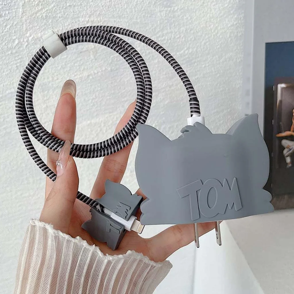 Cartoon Silicone Charger Cover Case for iPhone