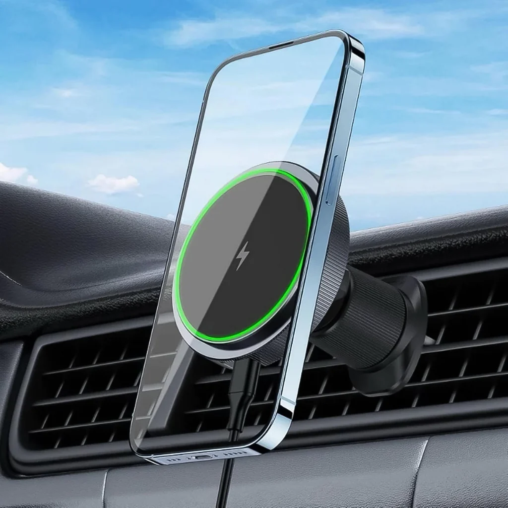 Magnetic Phone Mount Wireless Charger with LED Lights
