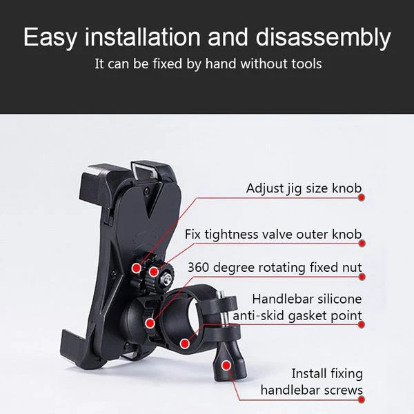 Anti Shake Bike Mobile Phone Mount with 360 Rotation