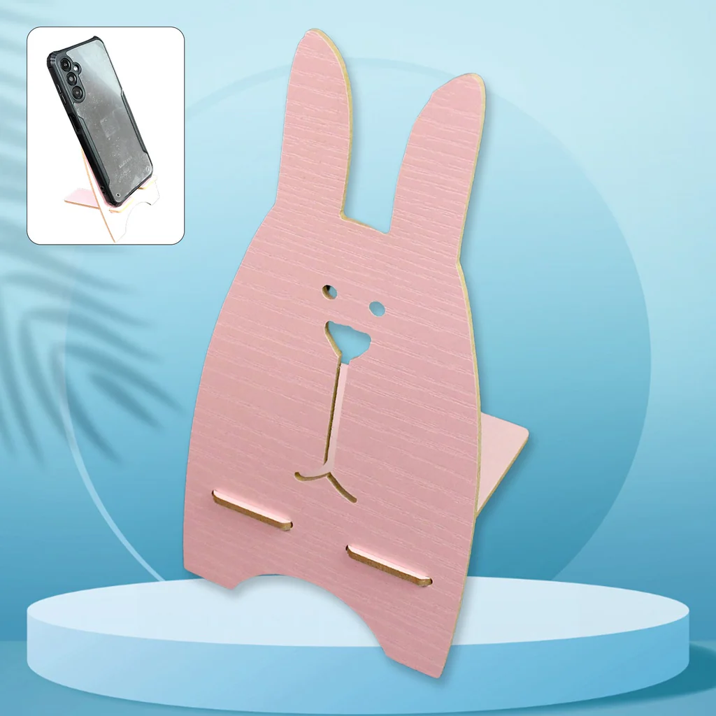 Wooden Rabbit Design Cute Mobile Phone Stand