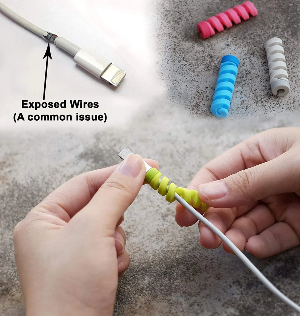 Spiral Spring Cable Protector Data Wire Saver Pack of 4