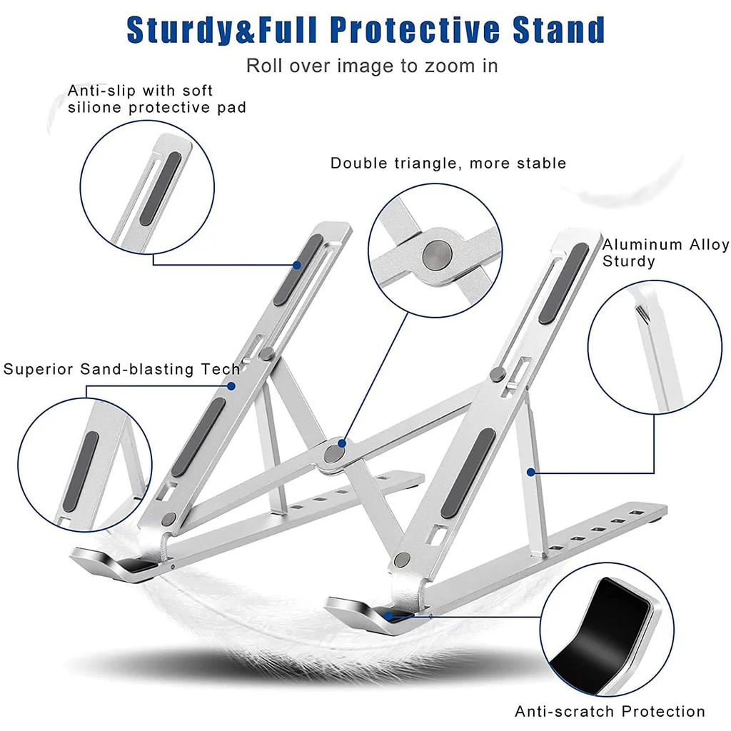 Adjustable Metal Laptop Stand with 6 Angle Riser