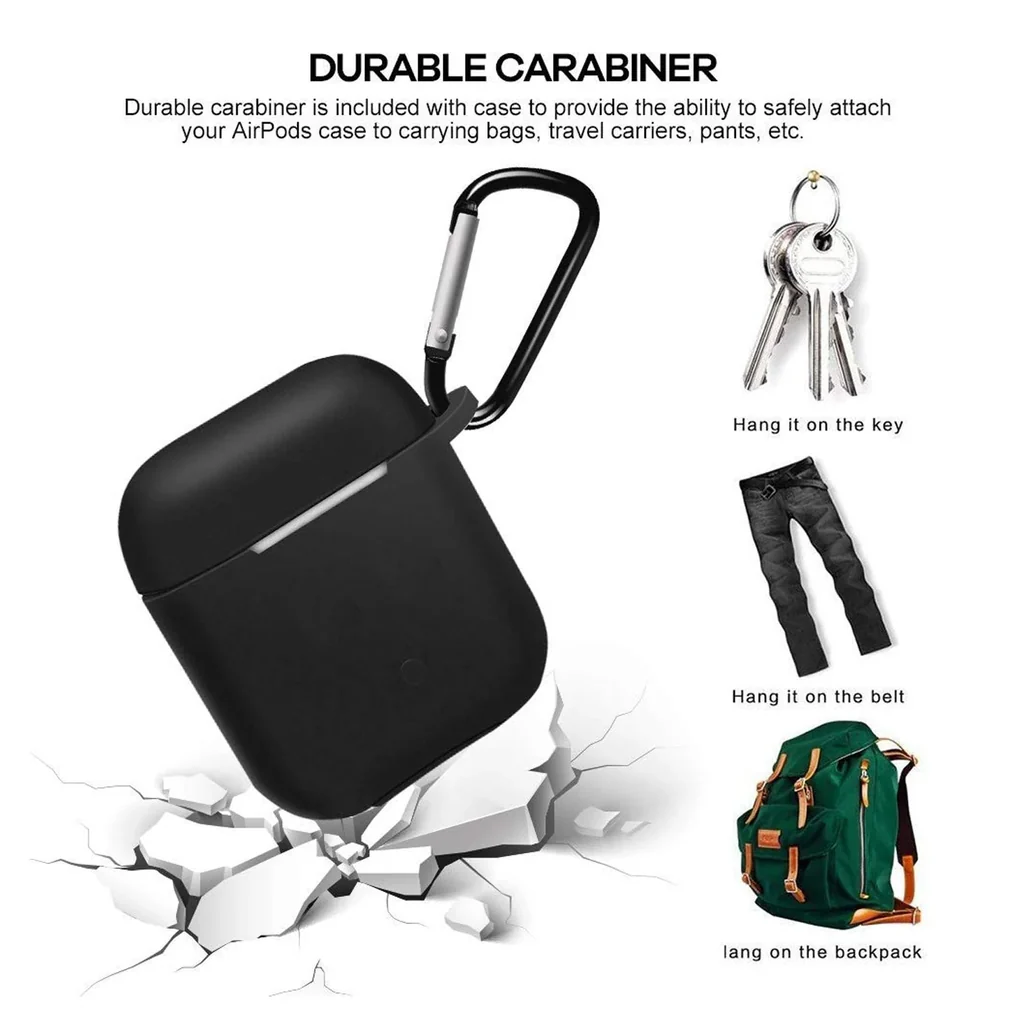 Shockproof Silicone Wireless Earphone Case with Keychain