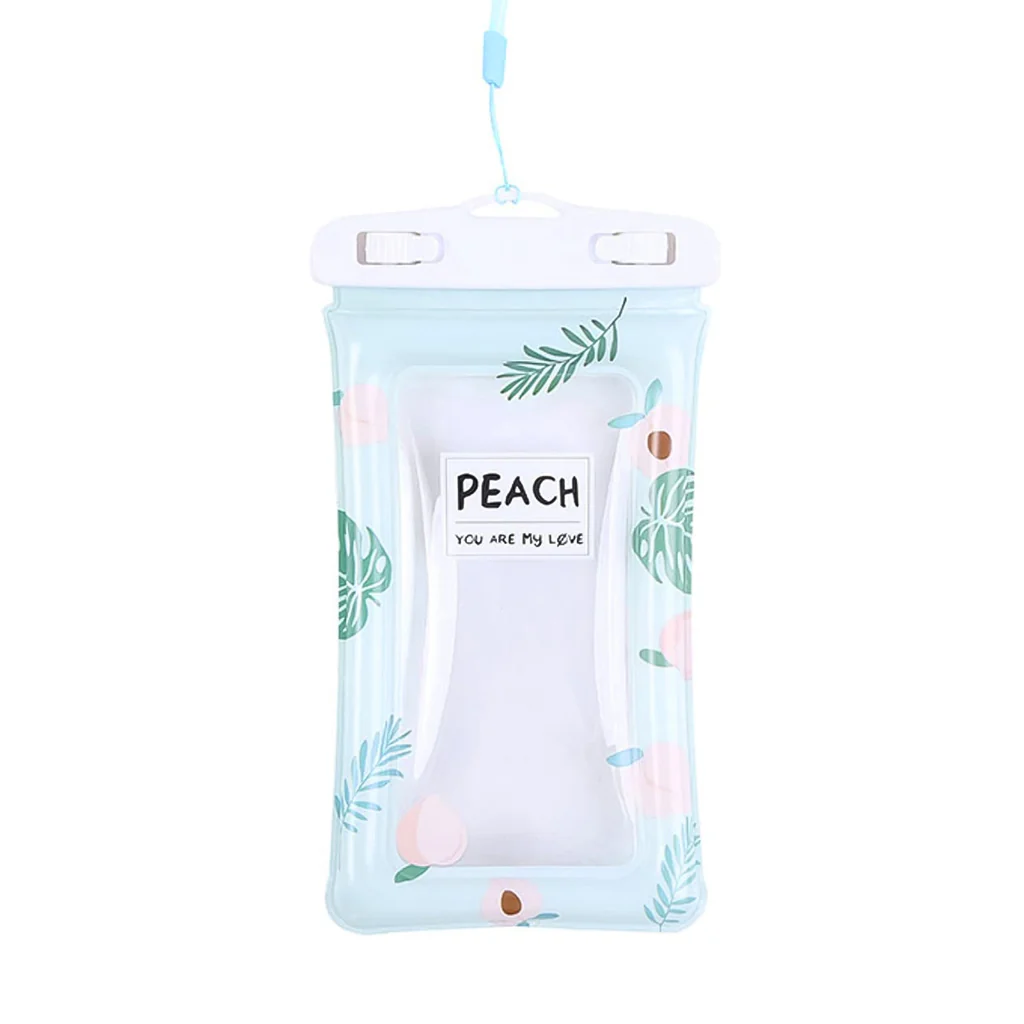 Waterproof Peach Transparent Mobile Pouch with Neck Strap