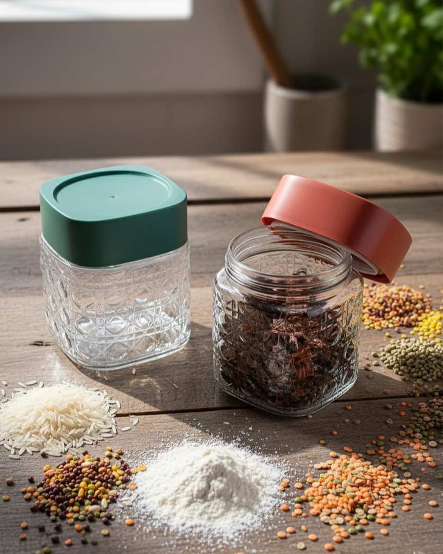 Transparent Glass Storage Jar 700ml Set...