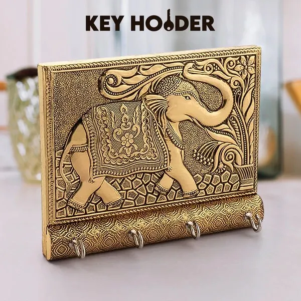 Wooden Elephant Design Key Holder Antiqu...