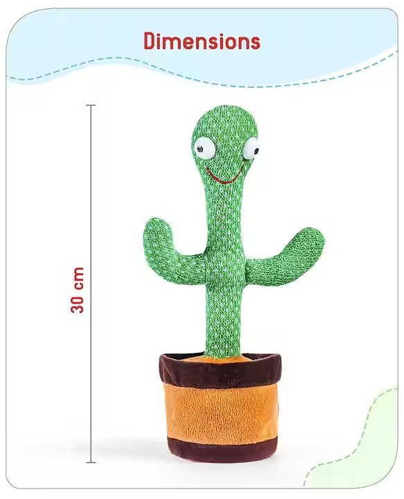 Electronic Dancing Cactus Toy with Lighting, Singing Cactus | Recording and Repeat Your Words | Cactus Mimicking Toy for Kids