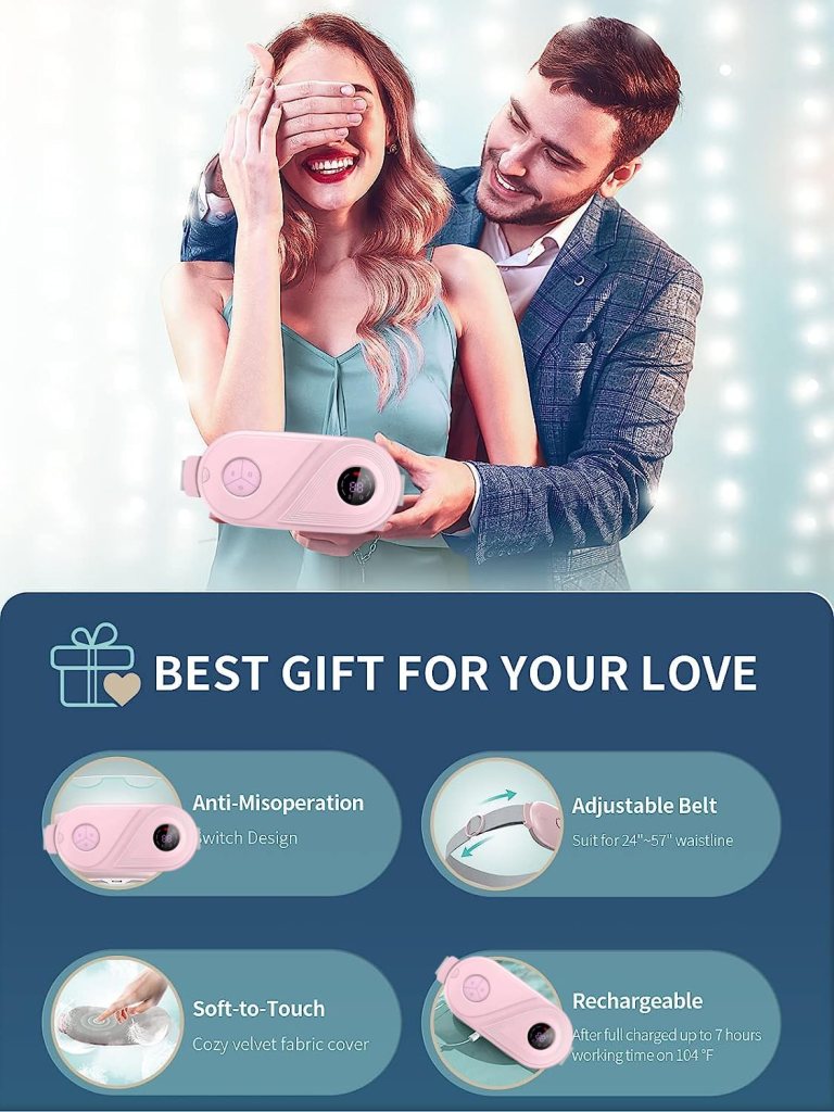 Portable Cordless Heating Pad for Menstrual Cramps Relief | 33-Speed Temperature Adjustment & 4-Speed Massage Modes | Up to 60°C Heating | Back & Belly Pain Relief for Women