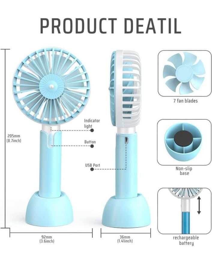 Portable USB Fan – Rechargeable Battery