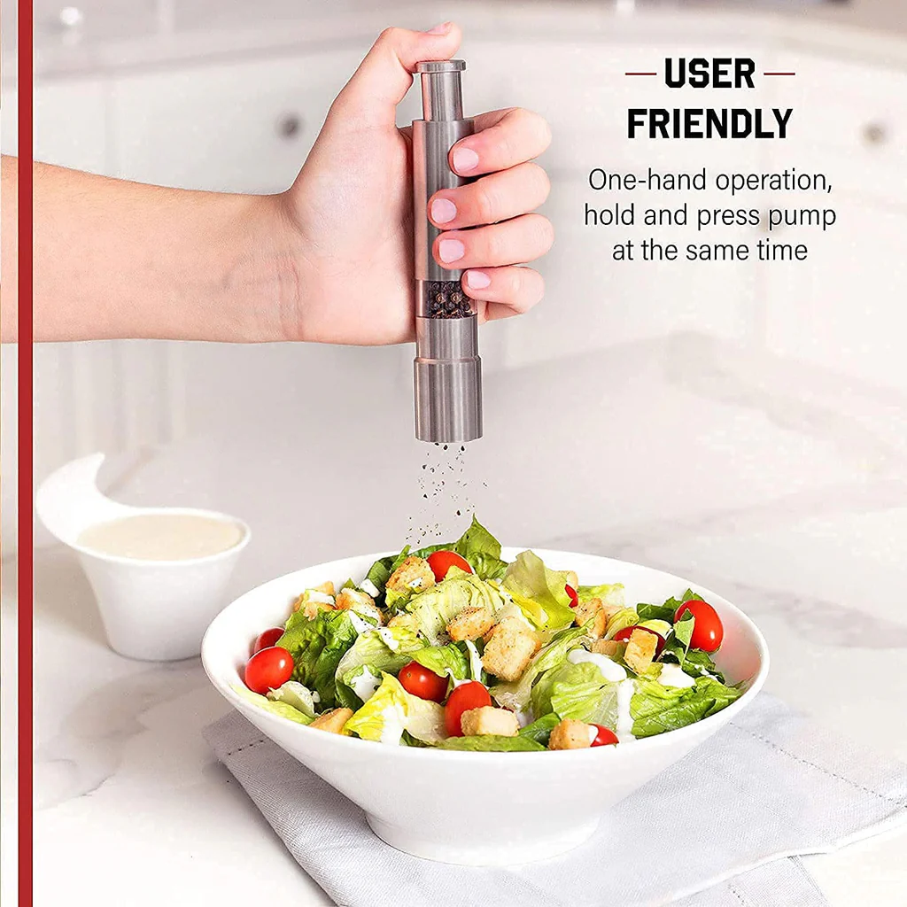 Stainless Steel Thumb Presser Salt and Pepper Grinder