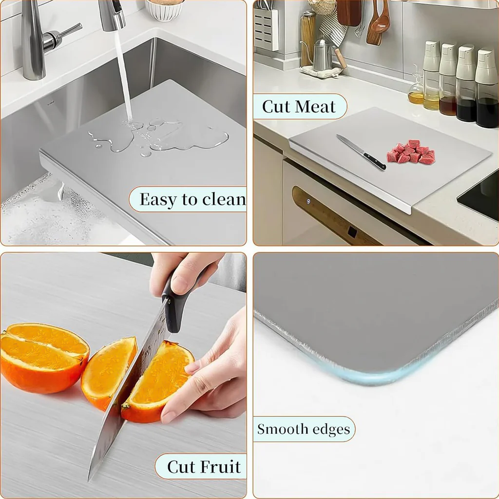 Premium Stainless Steel Anti-Bacterial Chopping Board for Kitchen
