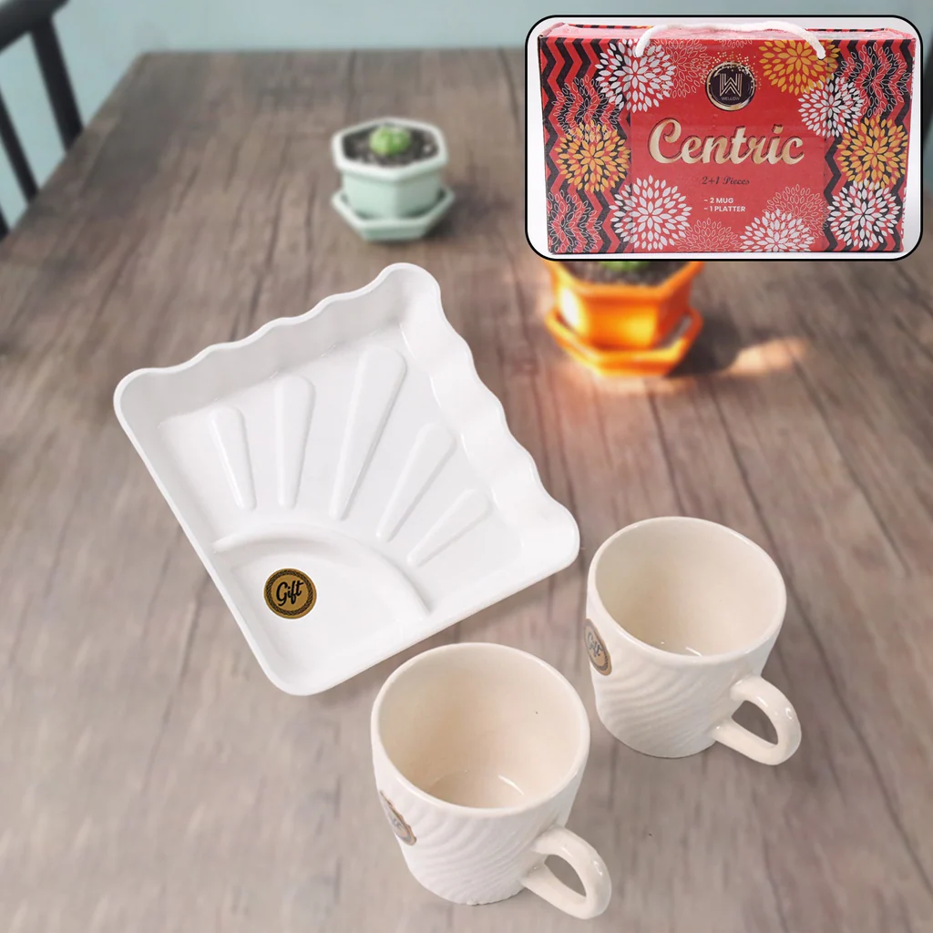 Cerntric Ceramic Tea Cup With Plastic Sq...