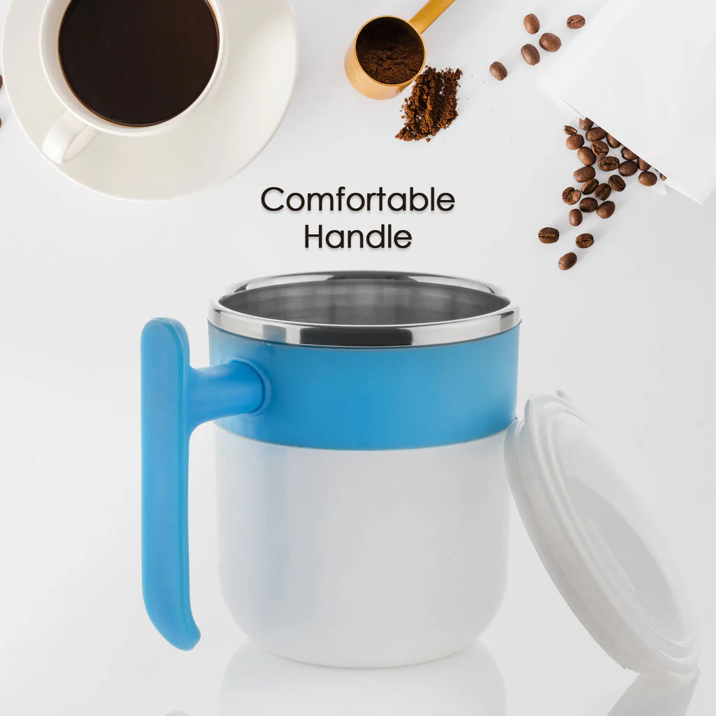 Stainless Steel Insulated Coffee/Tea Mug with Lid – Double Wall Hot Beverage Travel Cup, Milk Mug for Office & Home Use