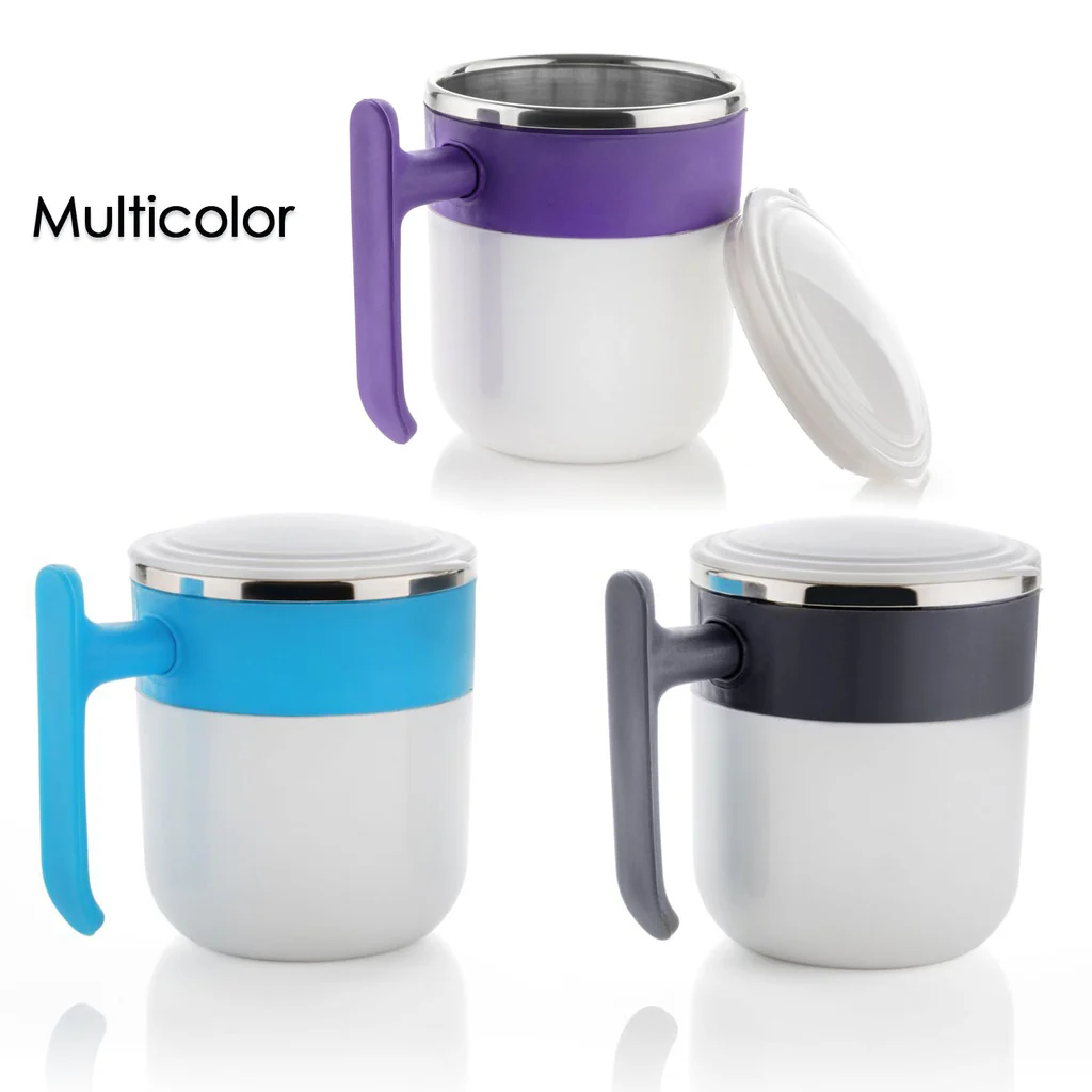 Stainless Steel Insulated Coffee/Tea Mug with Lid – Double Wall Hot Beverage Travel Cup, Milk Mug for Office & Home Use